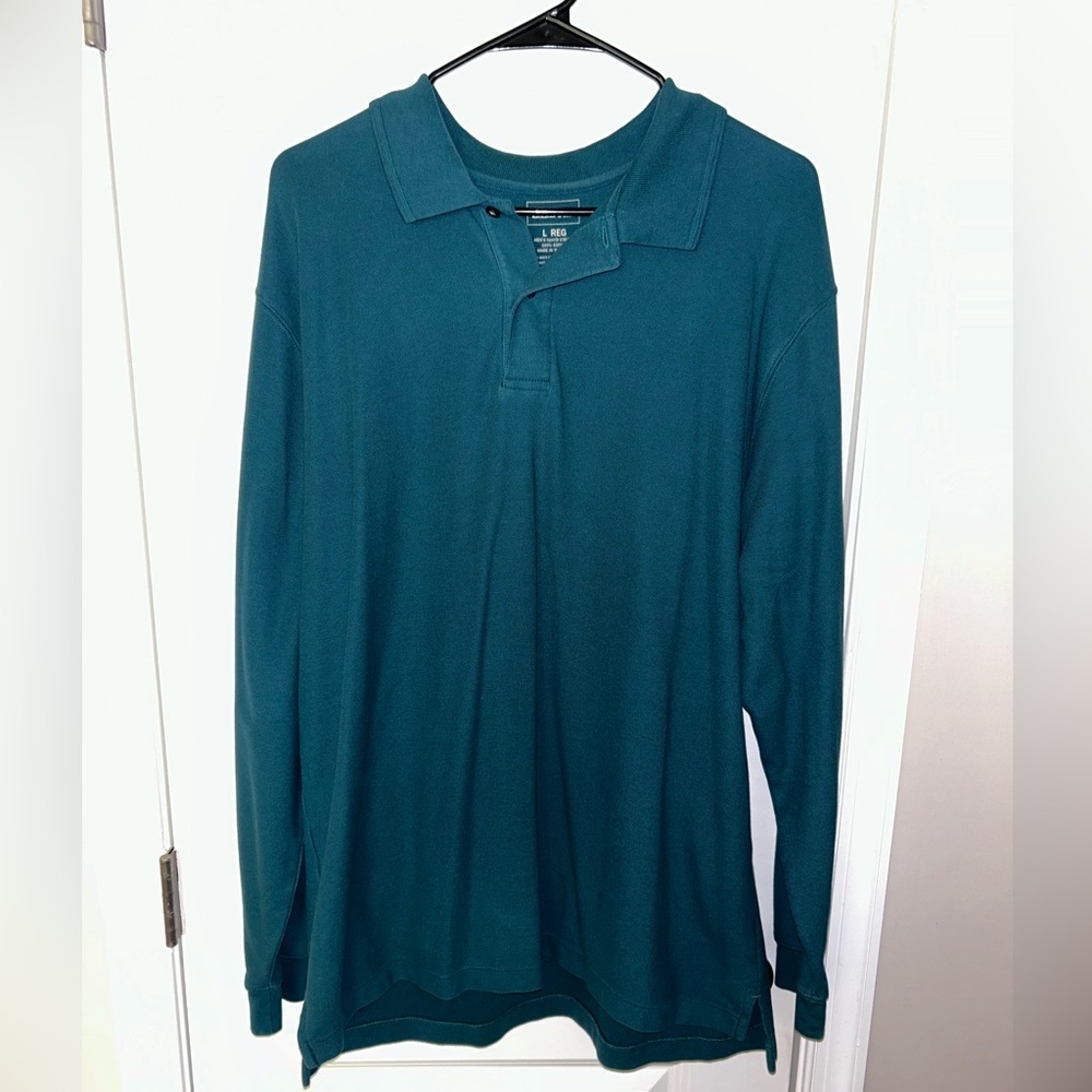 L.L. Bean Men’s Long Sleeve Collared Shirt size Large - Long Sleeve Rugby Style